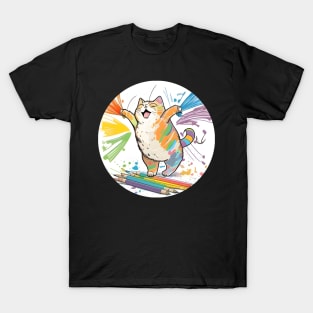 Cute Crayon Cat - Colorful Cat Kitten Lover T-Shirt